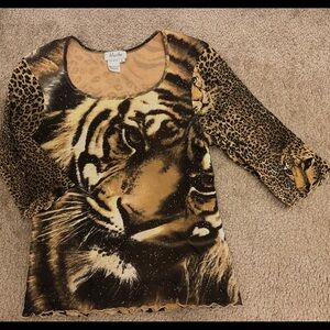 blushe leopard/tiger/cheetah blouse